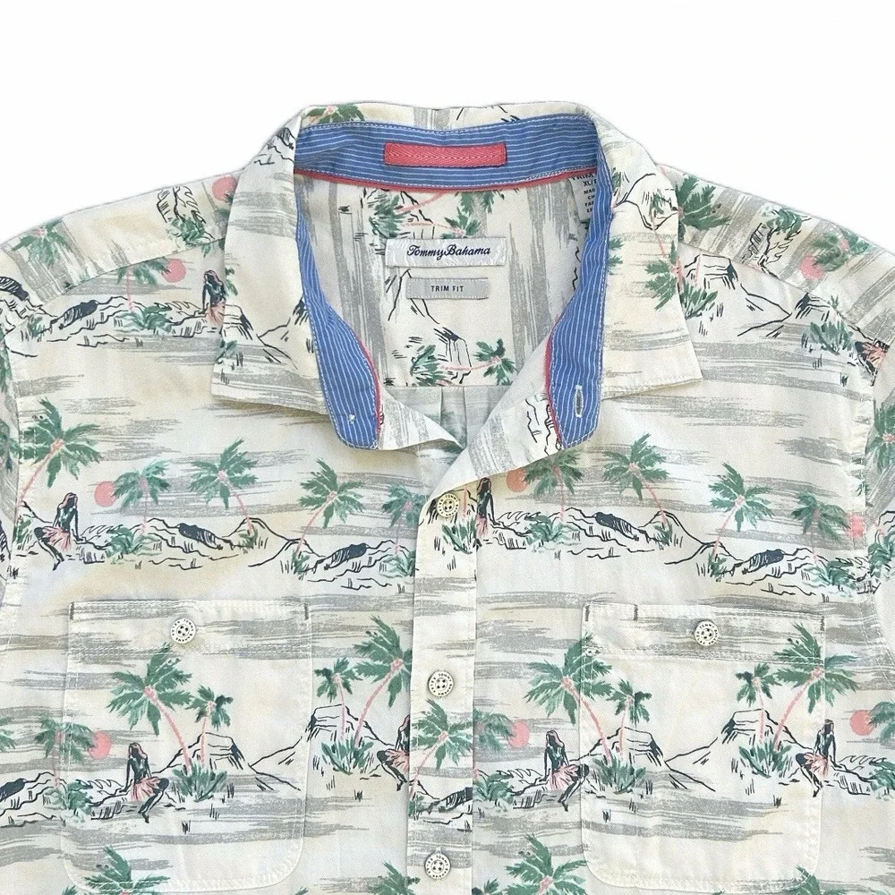 Tommy Bahama Men's Trim Fit Hula Girl Button‎ Up Short Sleeves Pockets Size XL - Picture 2 of 9